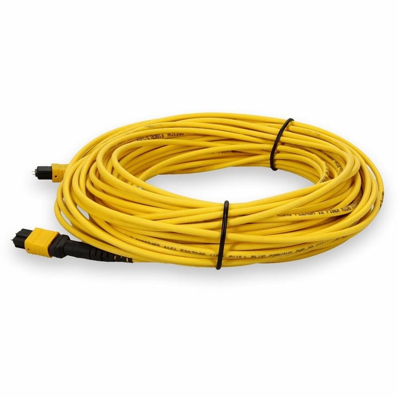 AddOn 20m MPO (Male) to MPO (Male) 12-Strand Yellow OS2 Straight Fiber OFNR (Riser-Rated) Patch Cable - Thumbnail 2