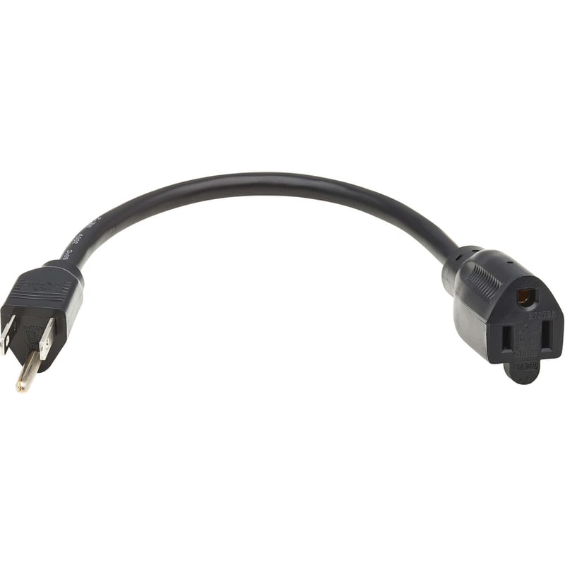 Eaton Tripp Lite Series Power Extension Cord, NEMA 5-15P to NEMA 5-15R - 13A, 120V, 16 AWG, 1 ft. (0.3 m), Black - Thumbnail 1