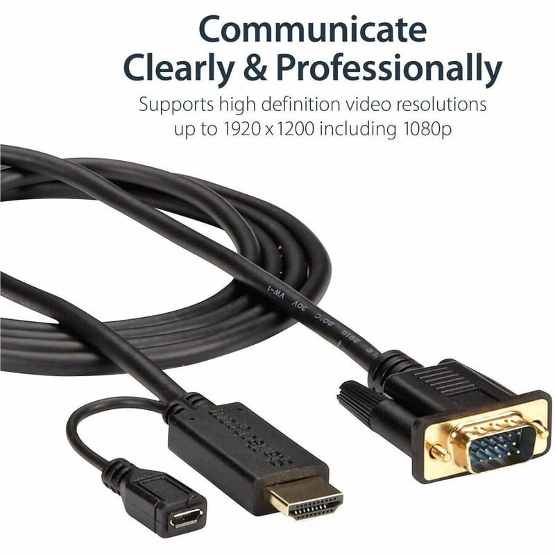 StarTech.com HDMI to VGA Cable - 6 ft / 2m - 1080p - 1920 x 1200 - Active HDMI Cable - Monitor Cable - Computer Cable - Thumbnail 4