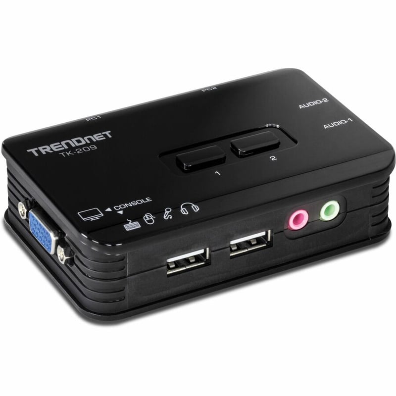 TRENDnet 2-Port USB KVM Switch and Cable Kit with Audio, Manage Two PCs, USB 1.1, Hot-Plug, Auto-Scan, Hot-Keys, Windows & Linux Compliant, TK-209K - Thumbnail 2