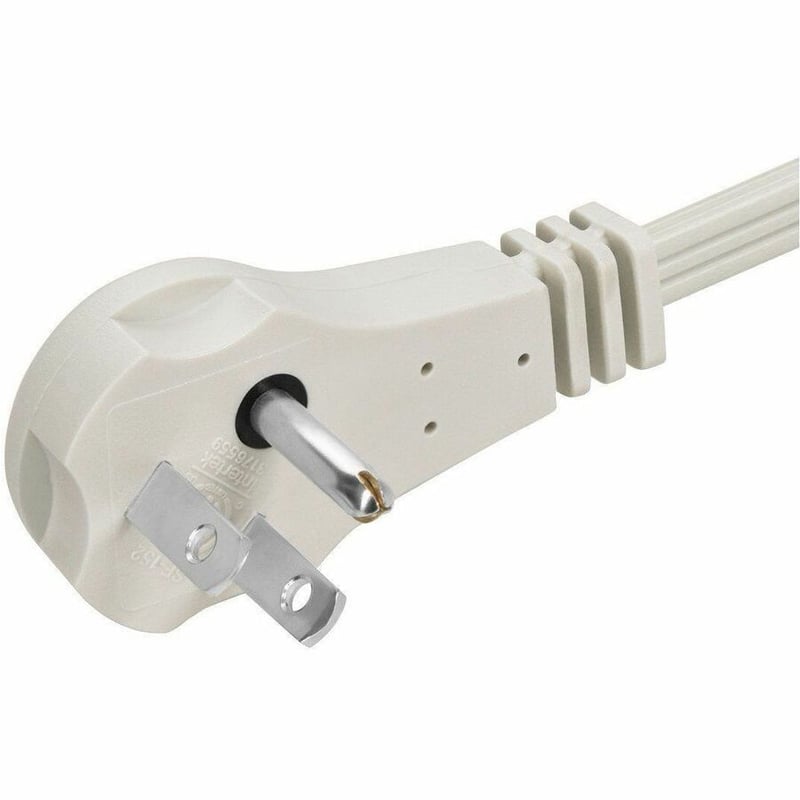 MONOPRICE 3-OUTLET FLAT PLUG HOUSEHOLD EXTENSION CORD_16AWG_13A_SPT-2_WHITE_10FT - Thumbnail 3