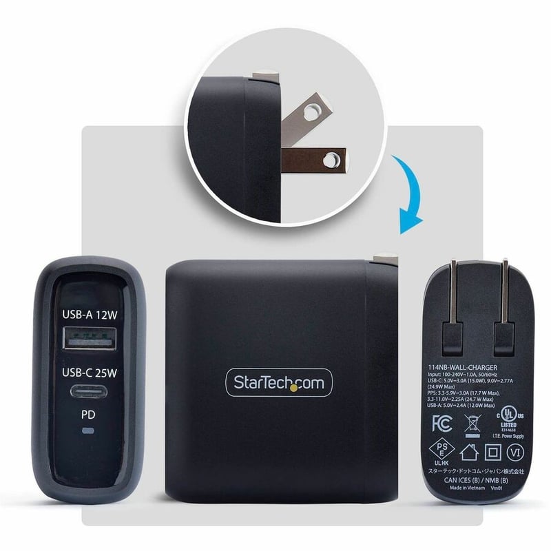 37W USB-C USB-A WALL CHARGER 25W USB-C PD/12W USB-A - Thumbnail 3