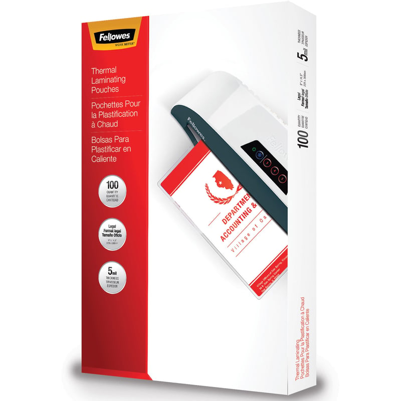 Fellowes Glossy Pouches - Legal, 5 mil, 100 pack - Thumbnail 1
