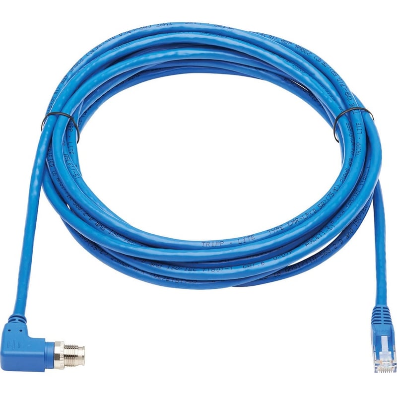 Eaton Tripp Lite Series M12 X-Code Cat6 1G UTP CMR-LP Ethernet Cable (Right-Angle M12 M/RJ45 M), IP68, PoE, Blue, 10 m (32.8 ft.) - Thumbnail 2