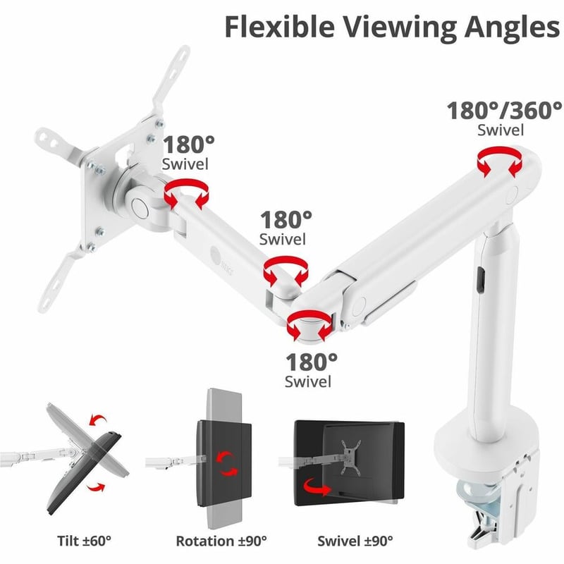 SINGLE 40 INCH EASEL MONITOR ARM-WHITE - Thumbnail 3