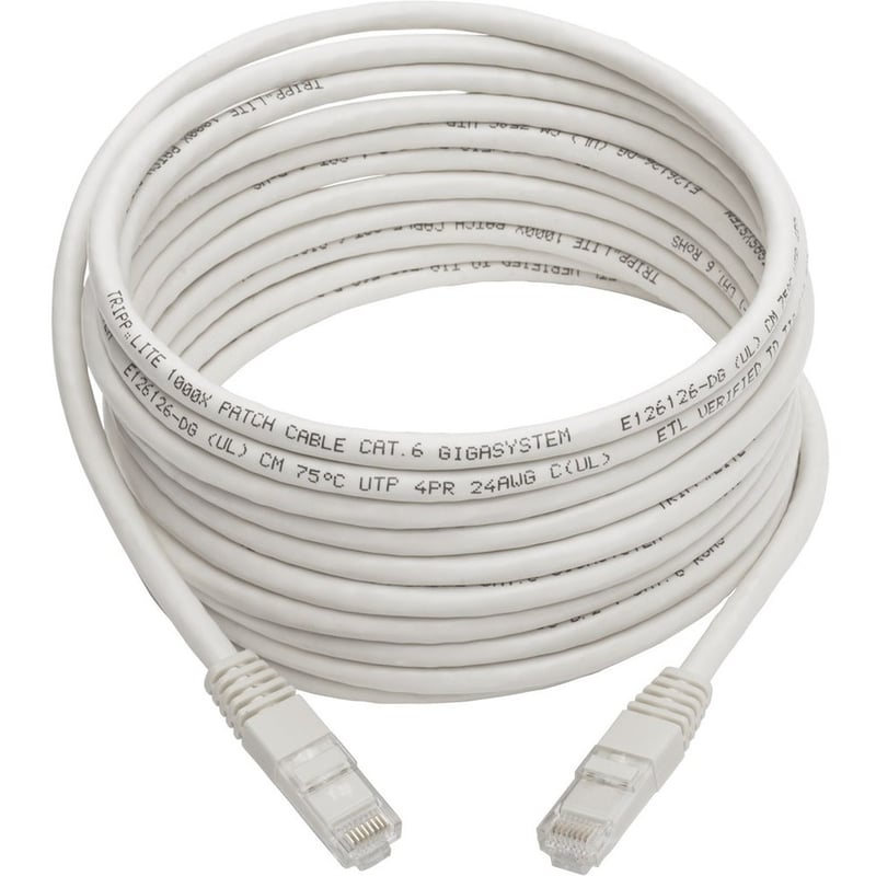 Eaton Tripp Lite Series Cat6 Gigabit Molded (UTP) Ethernet Cable (RJ45 M/M), PoE, White, 15 ft. (4.57 m) - Thumbnail 5