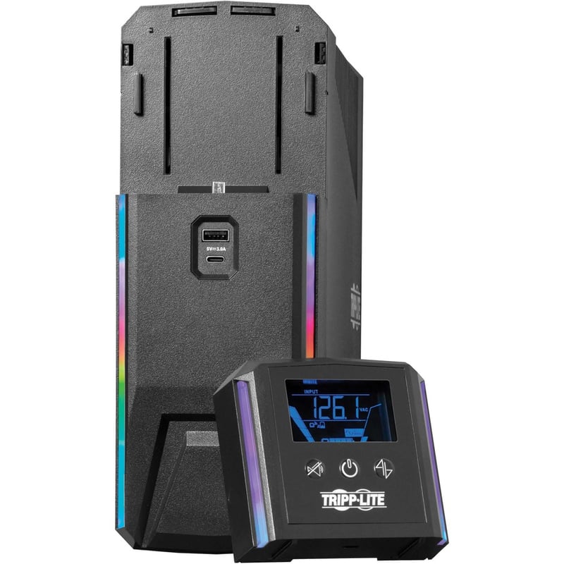 Tripp Lite by Eaton UPS 1000VA 600W 120V Pure Sine Wave Gaming UPS Battery Backup - LCD, AVR, RGB LEDs, USB Charging, Power Saving - Thumbnail 3