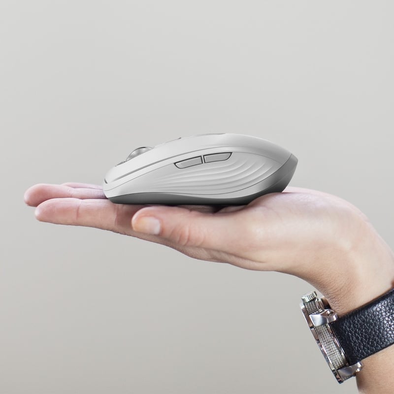 Logitech MX Anywhere 3 Compact Performance Mouse, Wireless, Comfort, Fast Scrolling, Any Surface, Portable, 4000DPI, Customizable Buttons, USB-C, Bluetooth, Apple Mac, iPad, Windows PC, Linux, Chrome, Pale Gray - Thumbnail 3