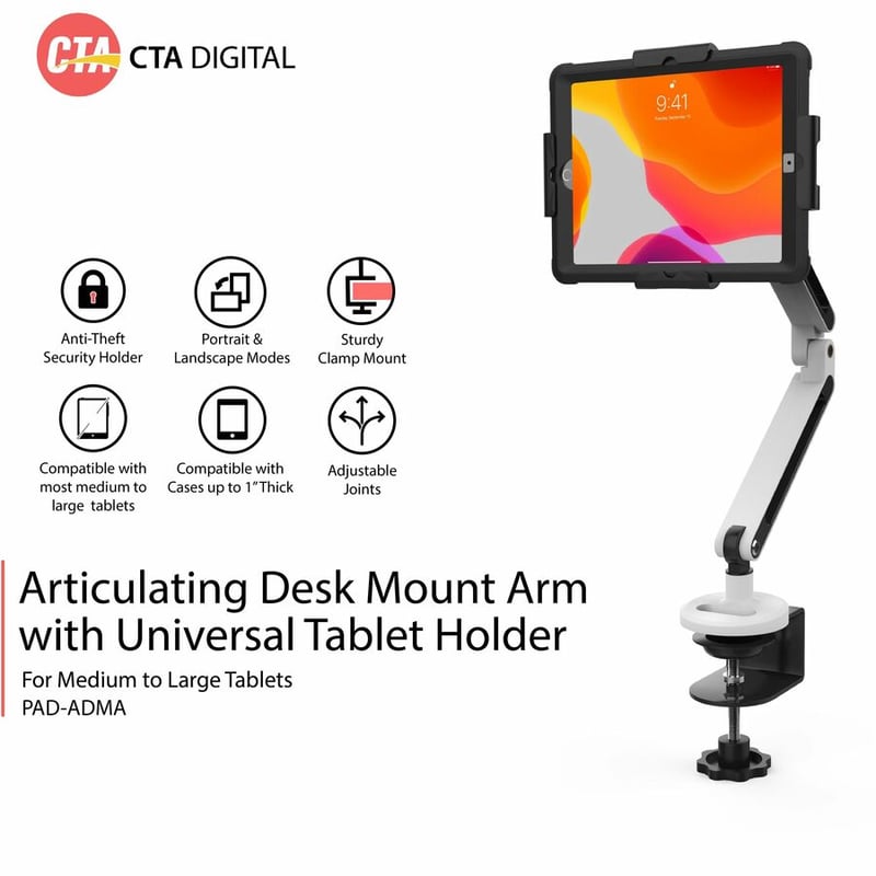 CTA Digital Articulating Desk Mount Arm with PAD-VTH Tablet Holder - Thumbnail 3
