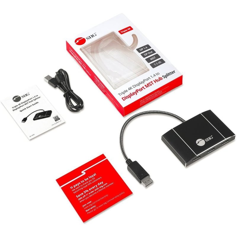 SIIG 8K 1x3 DisplayPort 1.4 to DisplayPort MST Hub Splitter - Thumbnail 2