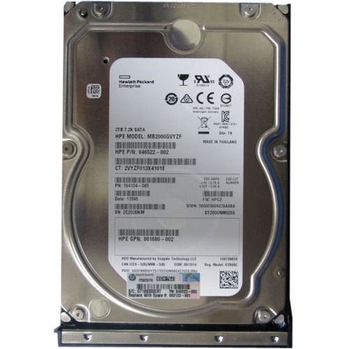 HPE 2 TB Hard Drive - 3.5" Internal - SATA (6Gb/s SAS) - Thumbnail 1