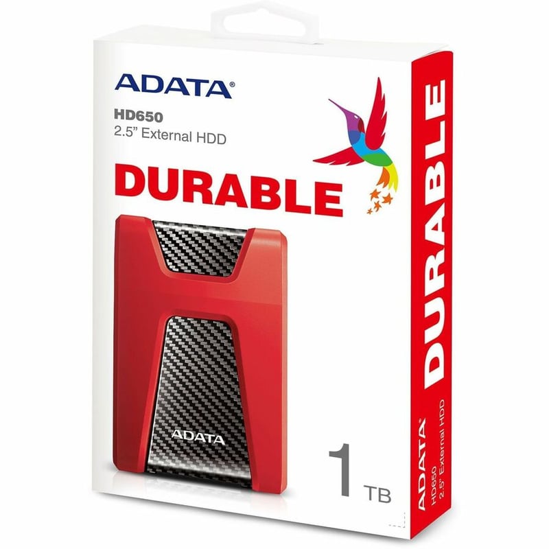 Adata DashDrive Durable HD650 AHD650-1TU31-CRD 1 TB Portable Hard Drive - 2.5" External - Red - Thumbnail 4