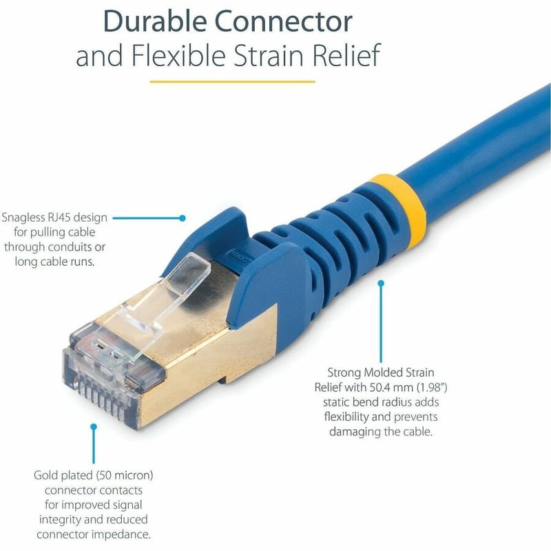 StarTech.com 6ft CAT6a Ethernet Cable - 10 Gigabit Category 6a Shielded Snagless 100W PoE Patch Cord - 10GbE Blue UL Certified Wiring/TIA - Thumbnail 3