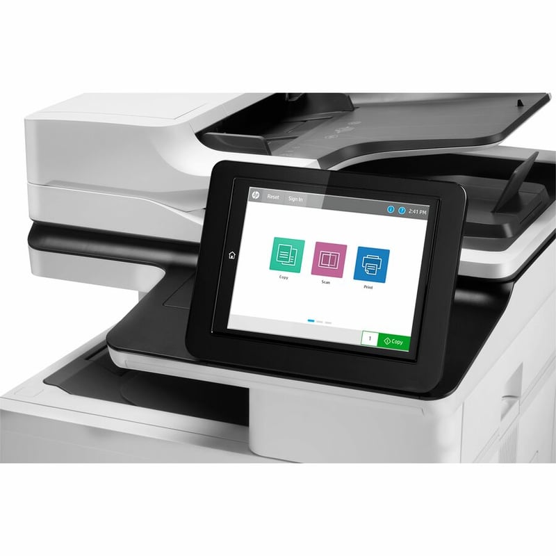 HP LaserJet M635 M635fht Laser Multifunction Printer-Monochrome-Copier/Fax/Scanner-65 ppm Mono Print-1200x1200 Print-Automatic Duplex Print-300000 Pages Monthly-1200 sheets Input-Color Scanner-600 Optical Scan-Monochrome Fax-Gigab - Thumbnail 2