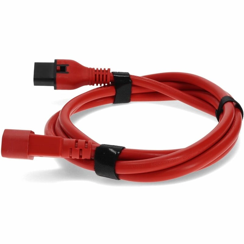 AddOn 2ft C13 (Locking) Female to C14 (Locking) Male 14AWG 15A Red 100-250V Power Cable - Thumbnail 2