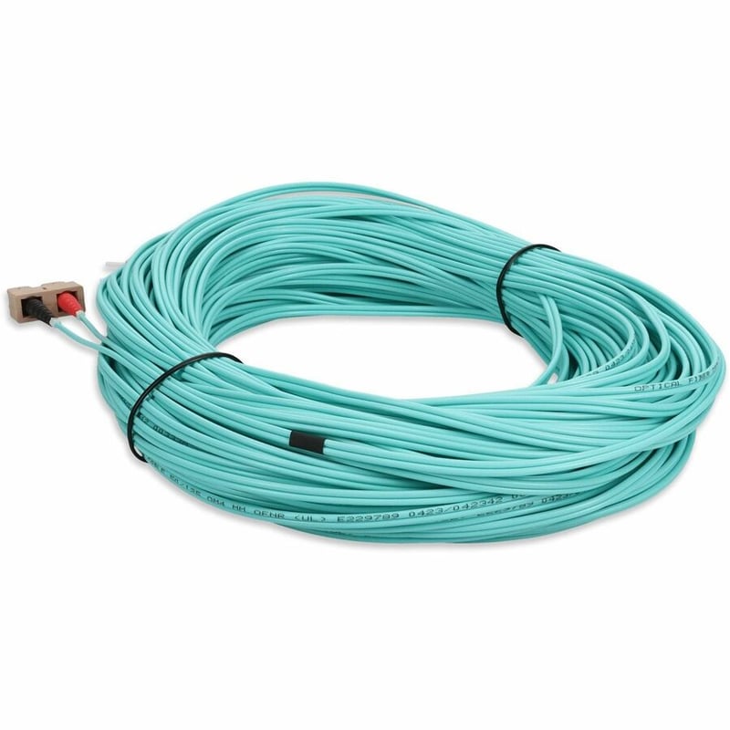 AddOn 30m ST to SC Aqua OM3 Duplex OFNR (Riser-Rated) Fiber Patch Cable - Thumbnail 3
