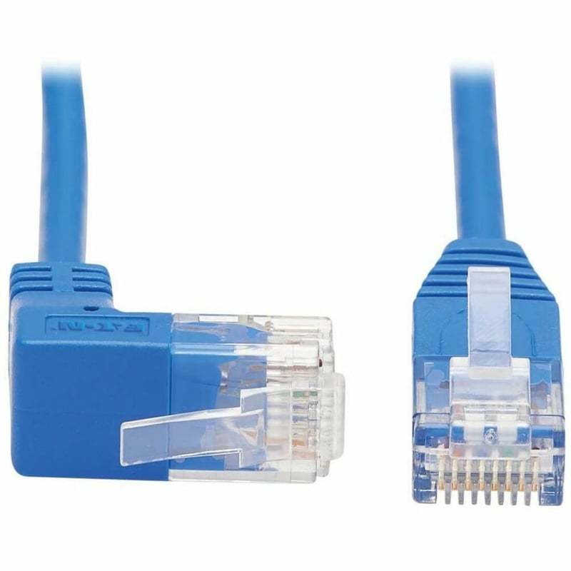 Tripp Lite by Eaton Up-Angle Cat6 Gigabit Molded Slim UTP Ethernet Cable (RJ45 Right-Angle Up M to RJ45 M) Blue 3 ft. (0.91 m) - Thumbnail 1