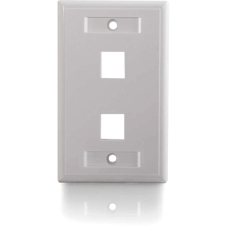 C2G 2-Port Single Gang Multimedia Keystone Wall Plate - White - Thumbnail 4