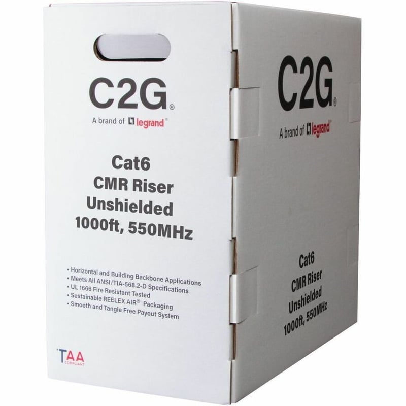 C2G BULK CAT6 UTP CMR TAA BLACK C2G 1000FT CAT6 ETHERNET CABLE CMR - Thumbnail 3