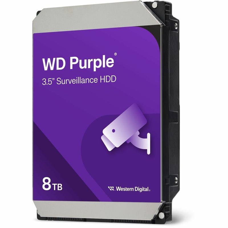 WD Purple WD85PURZ 8 TB Hard Drive - 3.5" Internal - SATA (SATA/600) - Conventional Magnetic Recording (CMR) Method - Thumbnail 2
