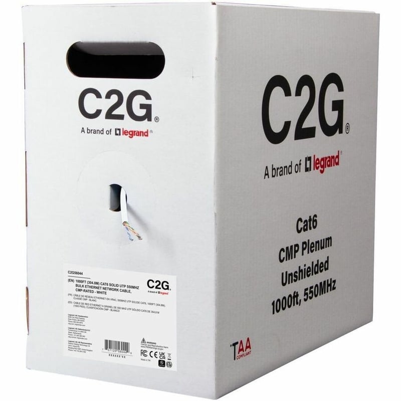 C2G BULK CAT6 UTP CMP TAA WHITE C2G 1000FT CAT6 ETHERNET CABLE CMP - Thumbnail 4