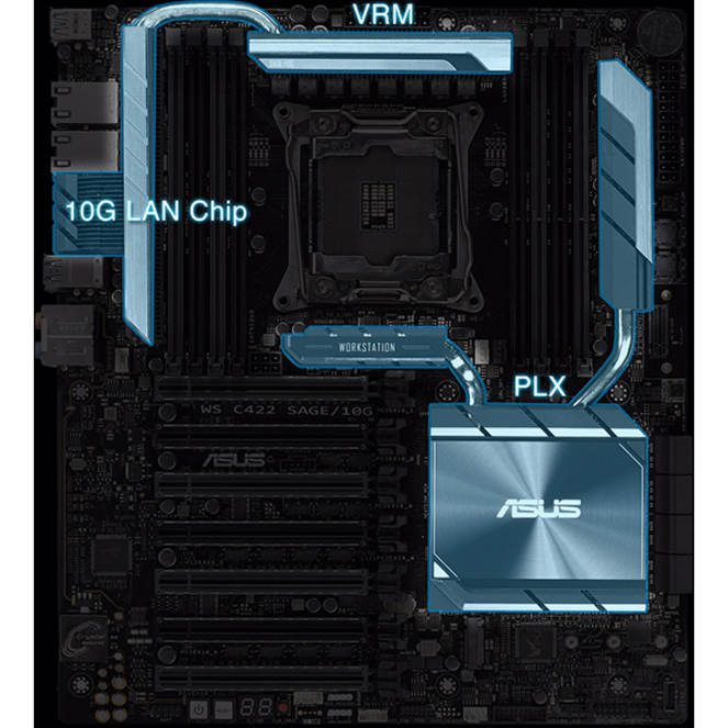 Asus WS C422 SAGE/10G Workstation Motherboard - Intel C422 Chipset - Socket R4 LGA-2066 - Intel Optane Memory Ready - SSI CEB - Thumbnail 4