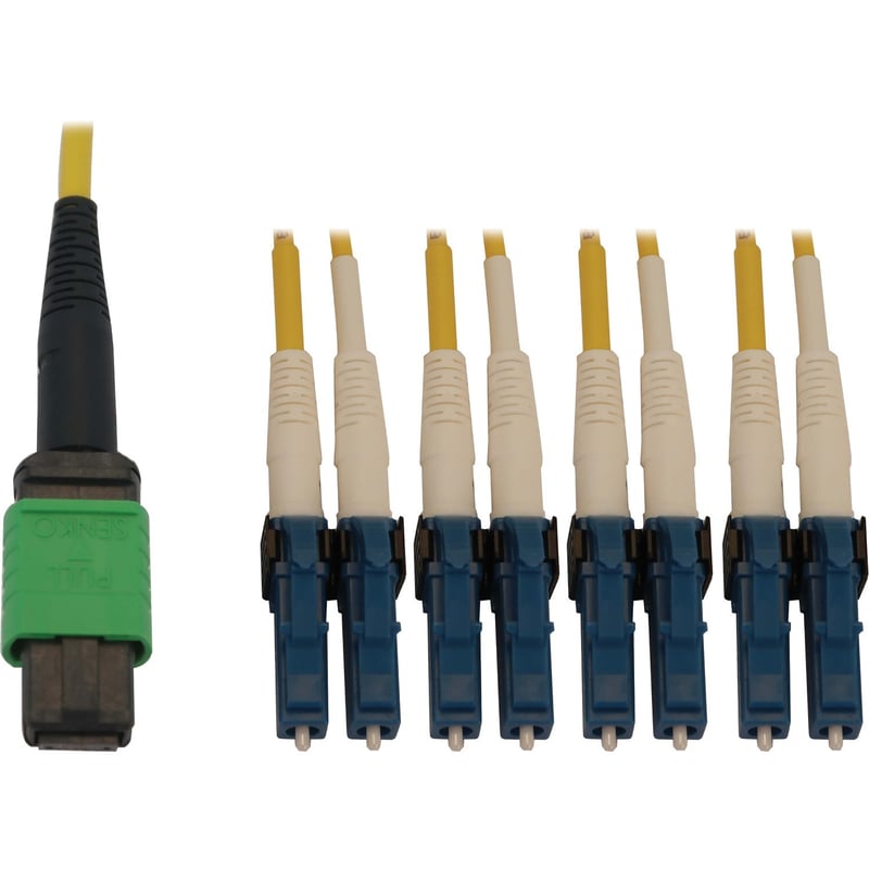 Eaton Tripp Lite Series 400G Singlemode 9/125 OS2 Switchable Fiber Optic Cable (12F MTP/MPO-APC to 4x Duplex LC/UPC F/M), LSZH, Yellow, 2 m (6.6 ft.) - Thumbnail 1