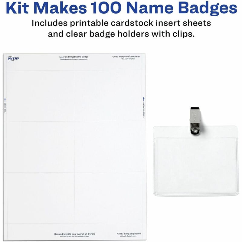 Avery® Name Badges with Clips, 3" x 4" , 100 Badges (74541) - Thumbnail 3