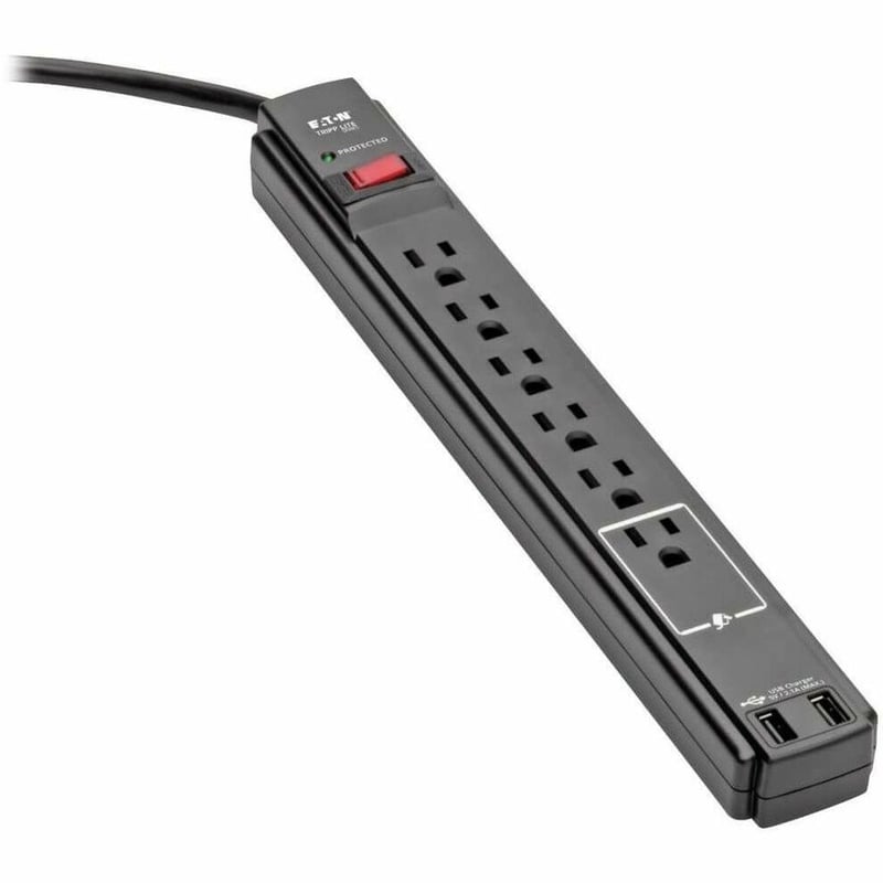 Tripp Lite by Eaton Protect It! 6-Outlet Surge Protector 6 ft. Cord 990 Joules 2 USB Ports (2.1A) Black Housing - Thumbnail 1