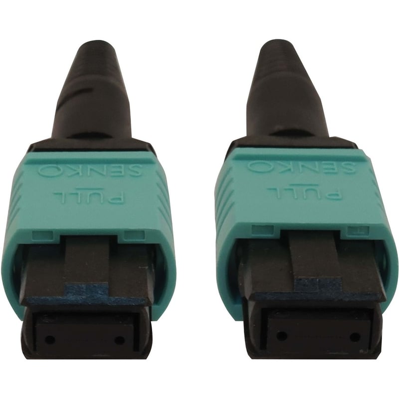 Eaton Tripp Lite Series 40/100/400G Multimode 50/125 OM3 Fiber Optic Cable (12F MTP/MPO-PC F/F), LSZH, Aqua, 2 m (6.6 ft.) - Thumbnail 4