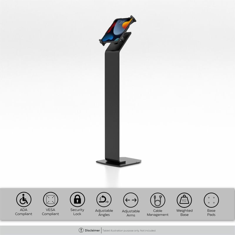 CTA Premium Locking Floor Stand Kiosk for 7-14 Inch Tablets, including iPad 10.2-inch (7th/ 8th/ 9th Generation) - Thumbnail 2