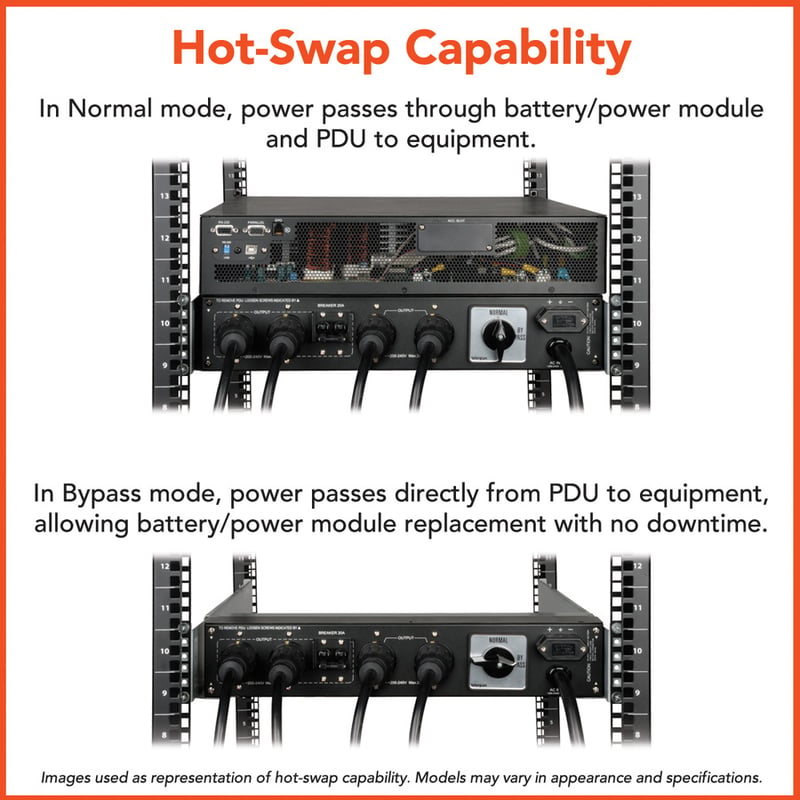 Tripp Lite by Eaton UPS SmartOnline 208/240 & 120V 6kVA 5.4kW Double-Conversion UPS 6U Rack/Tower Extended Run Network Card Options USB DB9 Serial Bypass Switch Outlets - Thumbnail 2