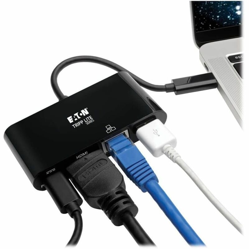 Tripp Lite by Eaton USB C to HDMI Multiport Adapter Docking Station 4K, Thunderbolt 3 Compatible, USB Type C to HDMI Black, USB-C, USB Type-C, USB Type C - Thumbnail 2