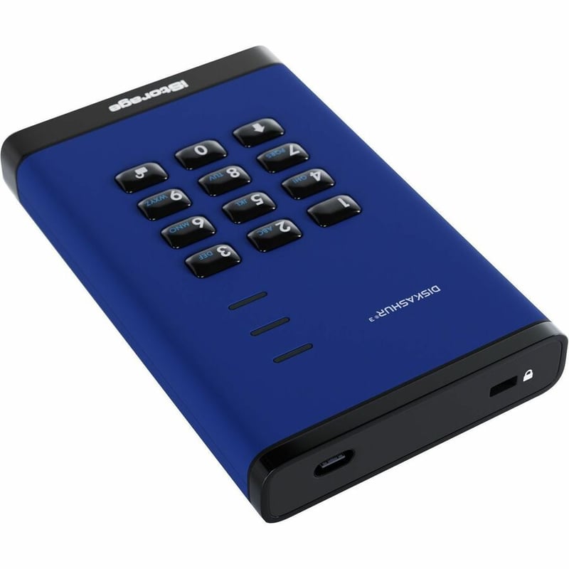 iStorage diskAshur3 16 TB Portable Solid State Drive | Blue | Incorporated Common Criteria EAL 5+ | PIN protected | AES 256-bit Full Disk Hardware Encryption | Dust/Water Resistant | TAA Compliant - Thumbnail 4