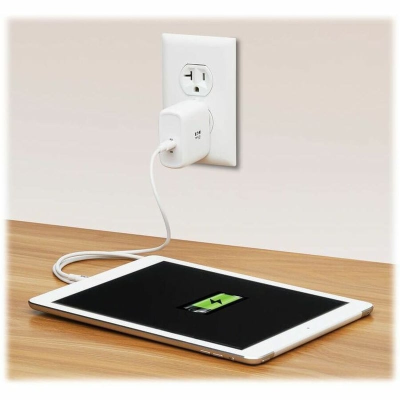 Tripp Lite by Eaton Compact USB C Wall Charger - GaN Technology, 65W PD Charging, White - Thumbnail 3