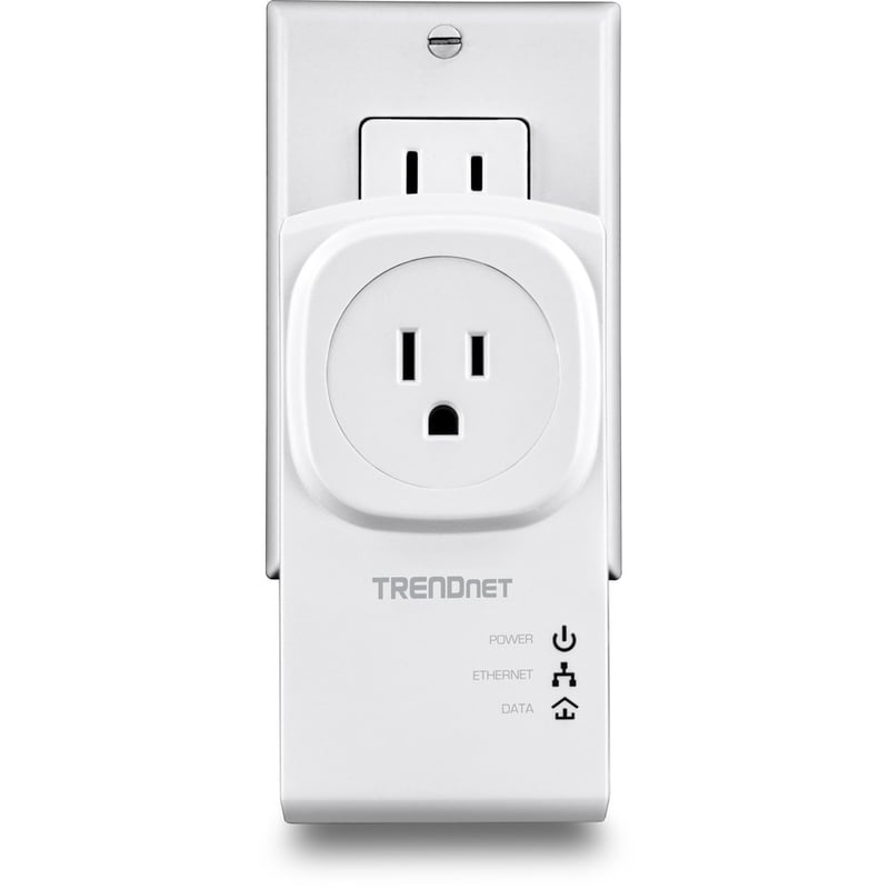 TRENDnet Powerline 500 AV Nano Adapter Kit With Built-In Outlet, Power Outlet Pass-Through, Includes 2 x TPL-407E Adapters, Plug & Play, Ideal For Smart TVs, Gaming, White, TPL-407E2K - Thumbnail 2