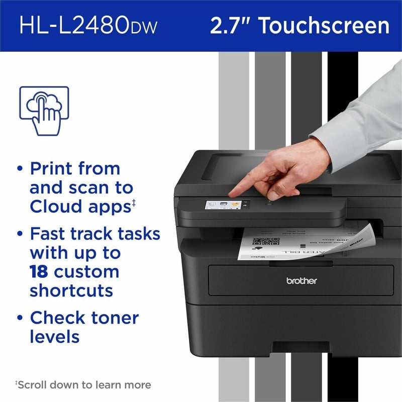 Brother Wireless HL-L2480DW Compact Monochrome Multi-Function Laser Printer with Print, Copy and Scan, Duplex and Mobile Printing - Thumbnail 3