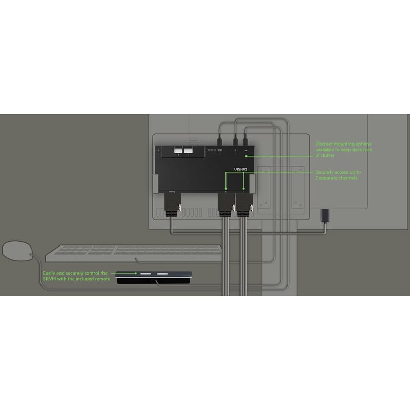 Belkin 2-Port Single Head Modular Secure KVM Switch Base Unit PP4.0 W/ Remote - Thumbnail 2