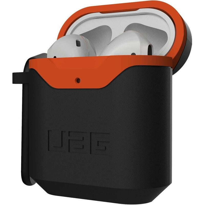 APPLE AIRPODS HARD CASE V2-BLACK/ORANGE - Thumbnail 3