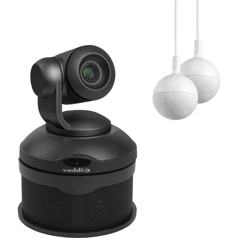 Vaddio ConferenceSHOT AV HD Conference Room System - PTZ Camera, Speaker, and Two CeilingMIC Microphones - Black - Thumbnail 1