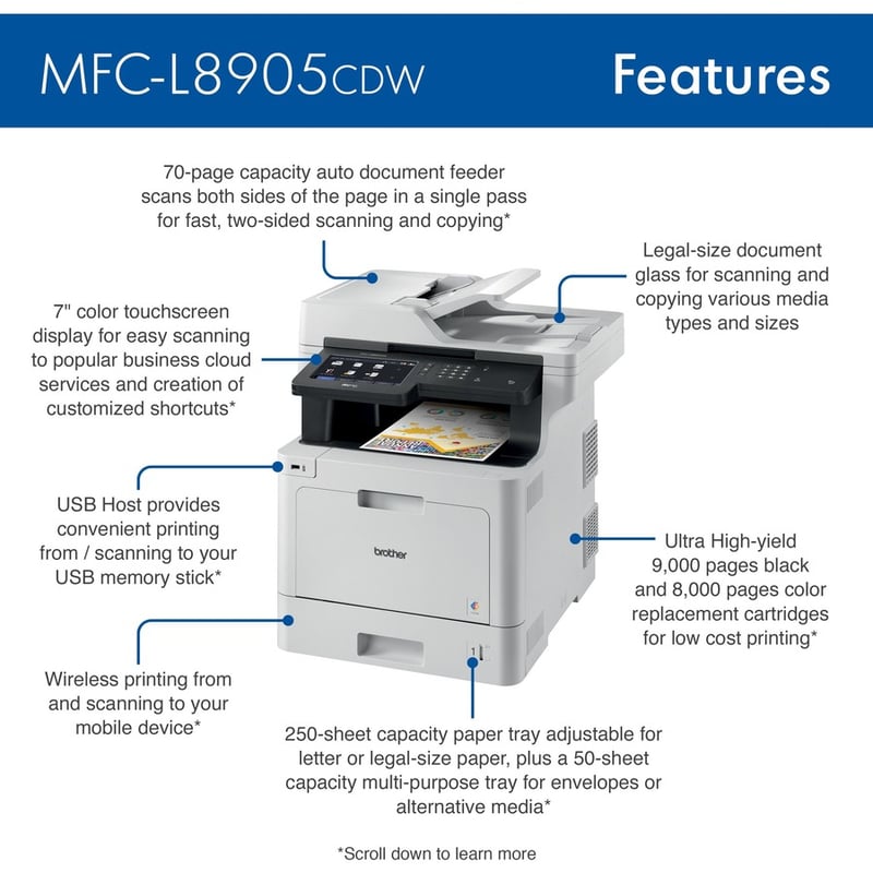 Brother MFC-L8905CDW Wireless Laser Multifunction Printer - Color - Thumbnail 2