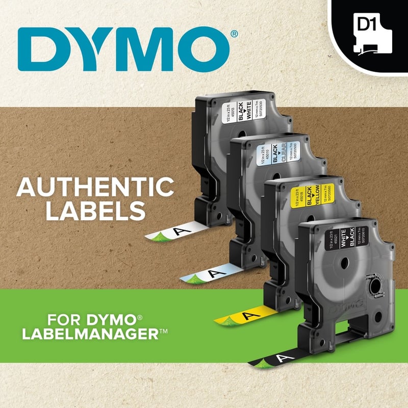 DYMO LABELMANAGER D1 3/8 X 23FT (9MM) STANDARD D1 TAPE, DIRECT THERMAL PRINTING - Thumbnail 4