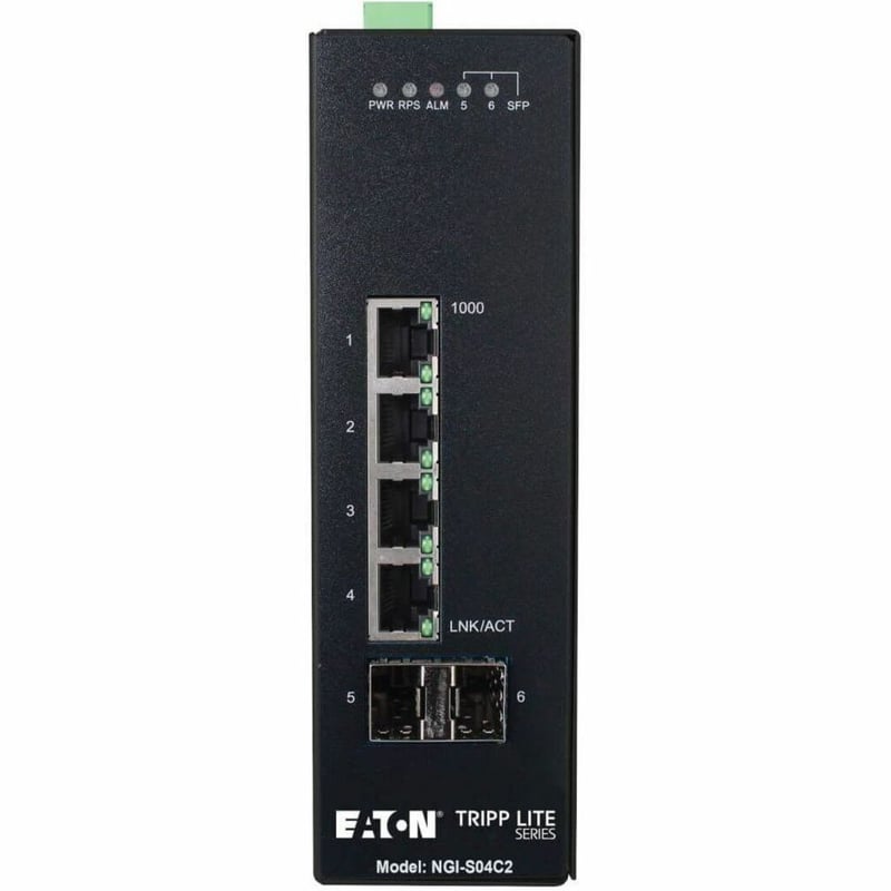 Tripp Lite by Eaton 4-Port Lite Managed Industrial Gigabit Ethernet Switch - 10/100/1000 Mbps, 2 GbE SFP Slots, -10 to 60C, DIN Mount - TAA Compliant - Thumbnail 1