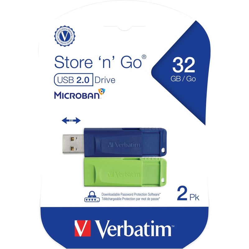 32GB Store 'n' Go USB Flash Drive - 2pk - Blue, Green - Thumbnail 4