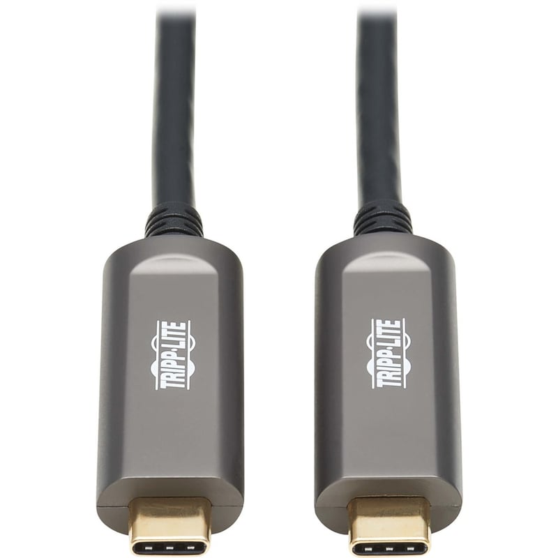 Tripp Lite by Eaton USB-C AOC Cable (M/M) - USB 3.2 Gen 2 (10 Gbps) Plenum-Rated Fiber Active Optical Cable - Data Only Black 10 m (33 ft.) - Thumbnail 2