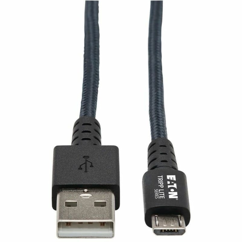 Tripp Lite by Eaton Heavy-Duty USB 2.0 USB-A to Micro-B Cable - M/M UHMWPE and Aramid Fibers Gray 6 ft. (1.83 m) - Thumbnail 1