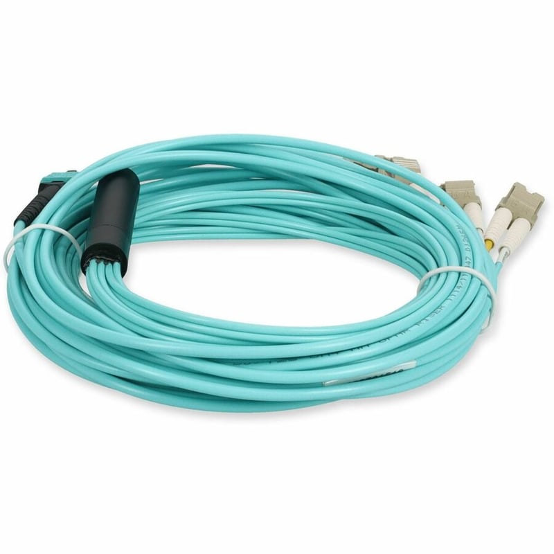AddOn 10m MPO/UPC (Male) to 4xLC Duplex (8xLC)/UPC Aqua OM4 OFNR (Riser-Rated) 8-Strand Fiber Fanout Cable - Thumbnail 4