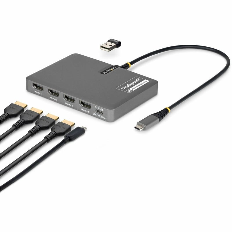 USB-C QUAD-MONITOR WORKSTATION ADAPTER 4K 60HZ HDMI PD - Thumbnail 1