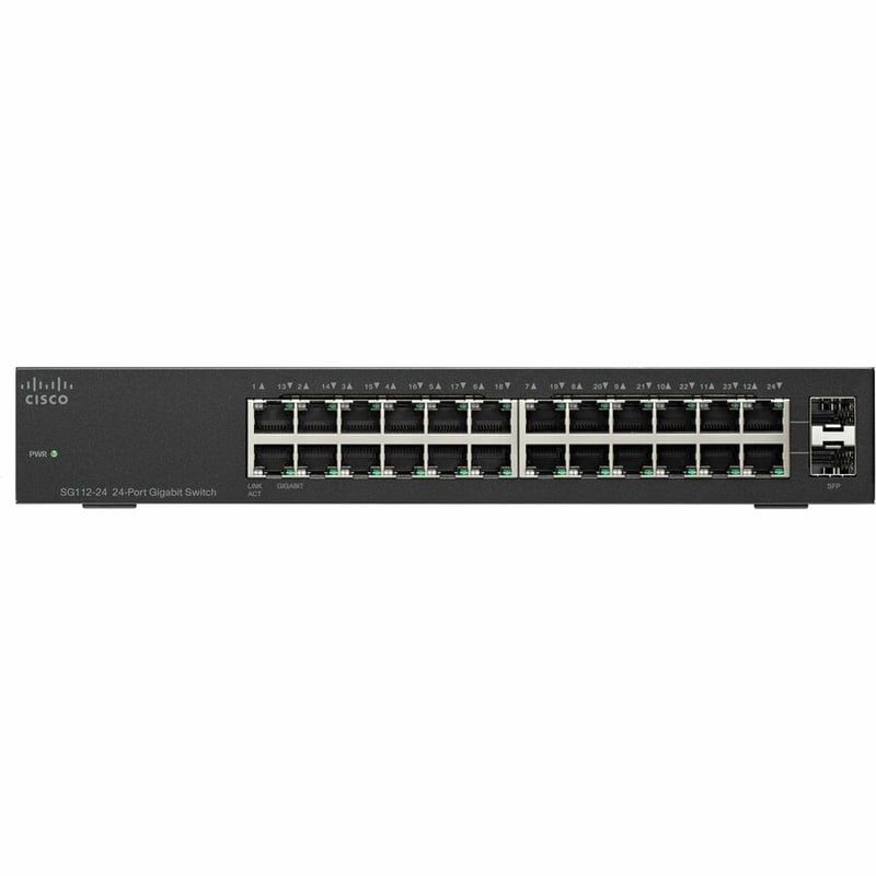 Cisco SG112-24 COMPACT 24-port Gig Switch-2 Mini-GBIC Ports - Thumbnail 2