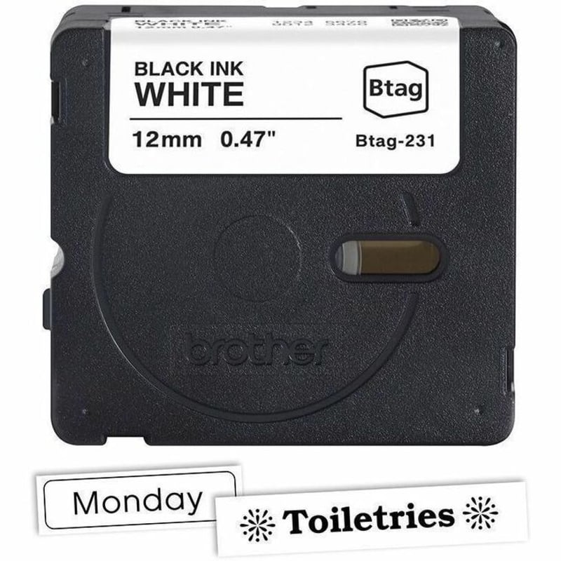 12MM 4M BTAG BLACK ON WHITE UNLAMINATED - Thumbnail 2